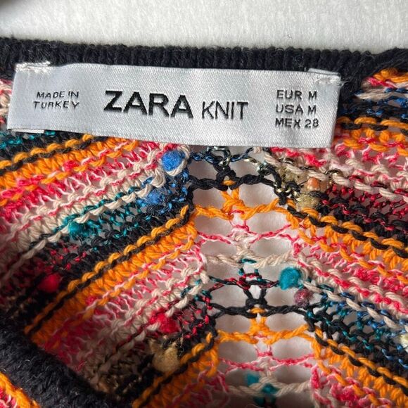 Zara Knit Multicolor Chevron Maxi zigzag Dress Sleeveless Crochet Style Size M ( - Picture 10 of 14